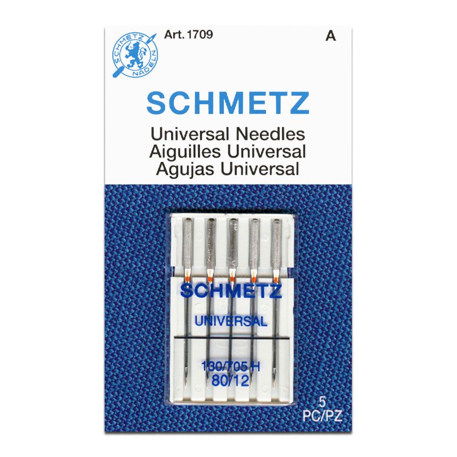 Schmetz Universal Sewing Machine Needles - 5 Pack Chrome 130/705H Size 80/12