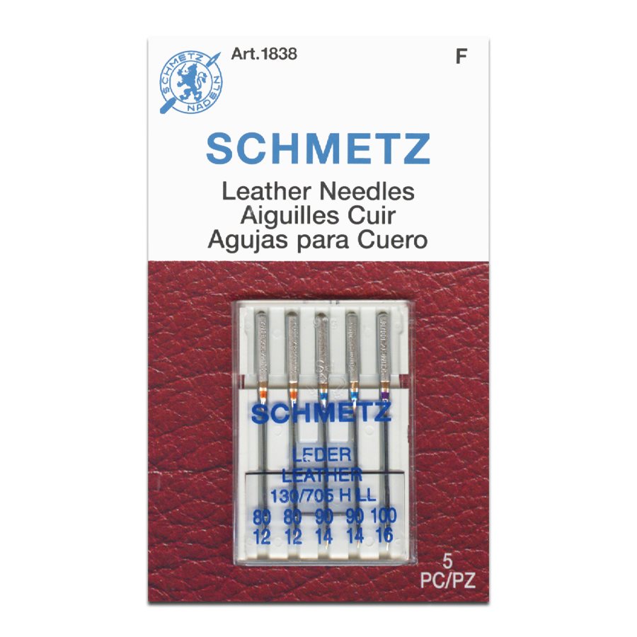 Schmetz Leather Needles Size 80 to 100 - 1 x 5 Needles per card 