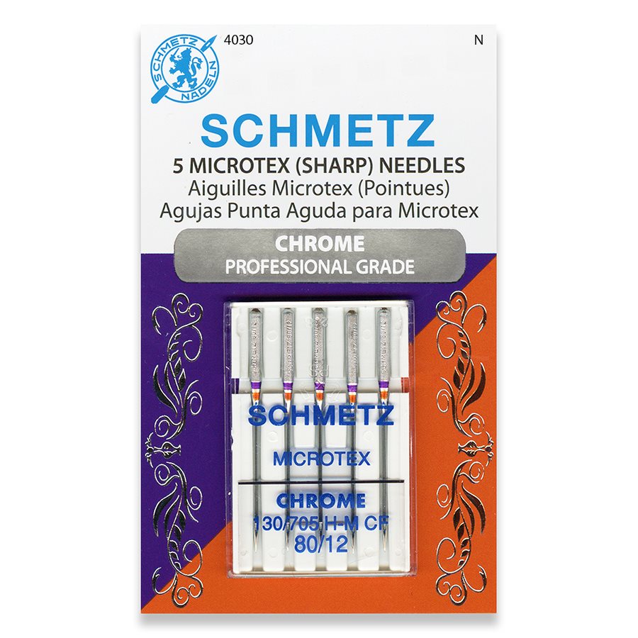 Schmetz Sewing Machine Needles - Microtex - 12/80 - set of 5